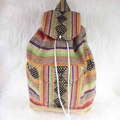 #ad Vintage Tribal Aztec Woven Bucket Bag Backpack