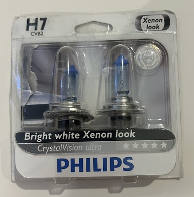 #ad Philips CrystalVision Ultra H7 CVB2 Bright White Headlight Bulb Xenon pair