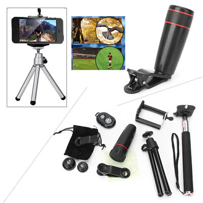 #ad 10in1 Mobile Lens Phone Camera Cell Clip Optical Telescope Kit Zoom Universal