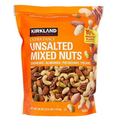 #ad Kirkland Signature Unsalted Mixed Nuts 40 Oz