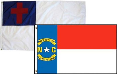 #ad 2x3 Christian Christ amp; State North Carolina 2 Pack Flag Wholesale Combo 2#x27;x3#x27;