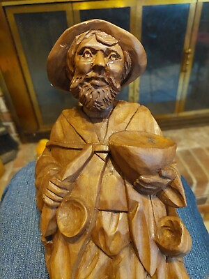 #ad Wooden Statues Hobo Set Of 2