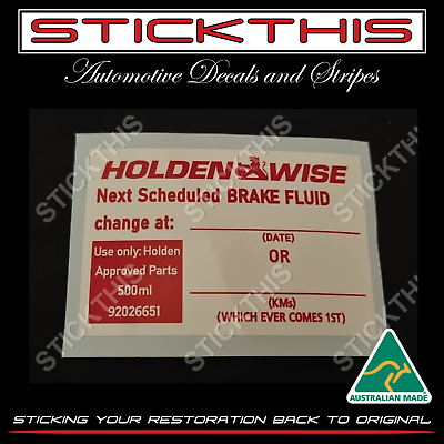 #ad Suits Holden Holdenwise Service Brake Fluid Decal Sticker x1 80#x27;s 90#x27;s