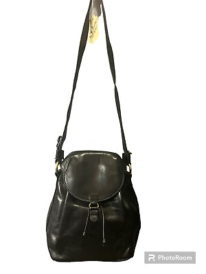 #ad Carel Paris Marianelli Black Leather Vintage Handbag Purse Made in Italy RARE
