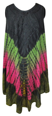 #ad Umbrella Dress Tie amp; Dye Embroidered Viscose Rayon Midi Top Made in India