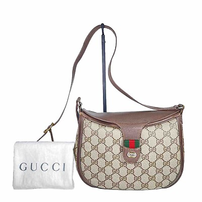 #ad Vintage Gucci Crossbody Shoulder Bag Purse Sherry Line PVC GG Leather
