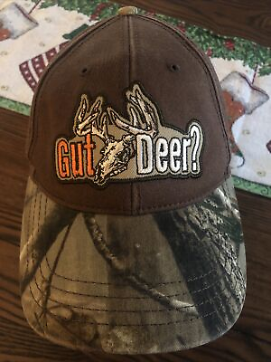 #ad Gut Deer Baseball Cap Hat Adjustable Embroidered Camo amp; Brown 100% Cotton