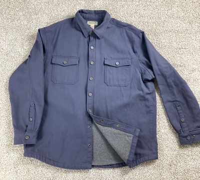 #ad Duluth Trading Men#x27;s Fleece Lined Canvas Shirt Jacket Shacket XXL Tall Navy EUC