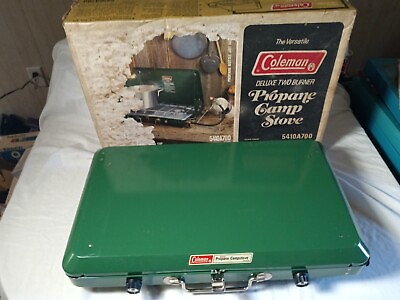#ad Vintage Coleman Deluxe Propane Camp Stove 2 Burners #5410A700 NEW Open Box