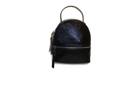 #ad NWT Steve Madden Black Faux Leather Mini Backpack