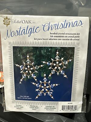 #ad NOSTALGIC CHRISTMAS Beaded Ornament Kit NC008 Golden CRYSTAL Stars Makes 3