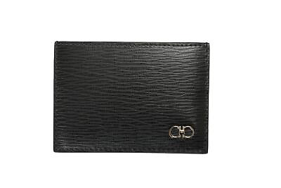 #ad Salvatore Ferragamo Men#x27;s Black 100% Textured Pebbled Leather Card Case