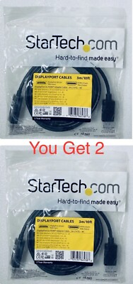 #ad Lot of 2 New StarTech DisplayPort Male to HDMI Male 4K 10ft Adapter Cable