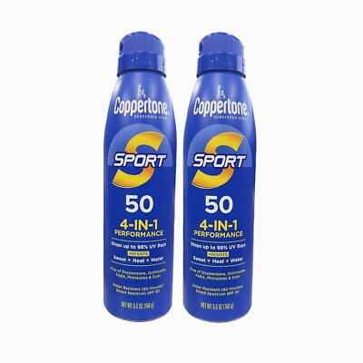 #ad Coppertone Sport Sunscreen Spray SPF 50 2PACK 5.5 Oz EXP 02 24