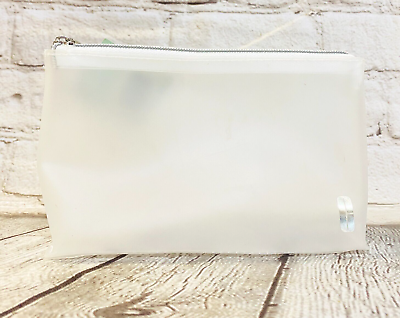 #ad CLINIQUE Beauty Transparent White Travel Pouch Toiletry Clutch Cosmetic Bag