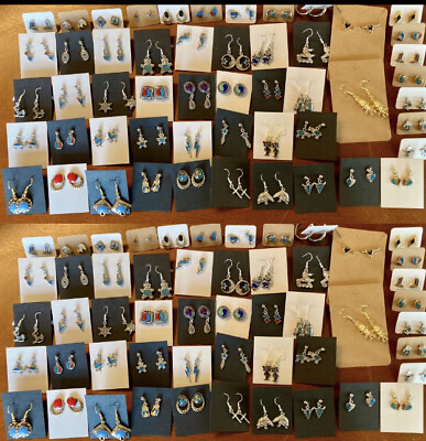 #ad DIY Wholesale Lot Of 100 Pair Of Earrings Assorted Designs For Resale At Events.
