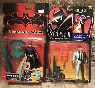 #ad Vintage Kenner Batman The Animated Series Two Face Action Figure With Batgirl