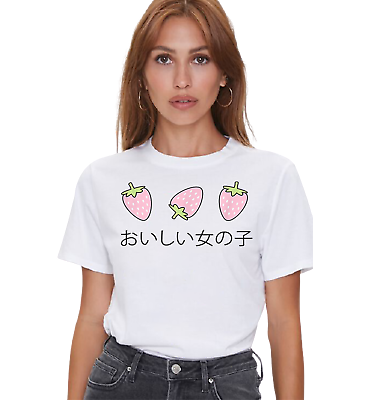 #ad Strawberries Japanese Kawaii Harajuku Cute T Shirt Otaku T shirt