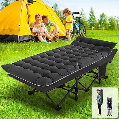 #ad Oversized Folding Camping Cots Heavy Duty Cot 78x32quot; 75quot;x28quot; With Mattress amp; Bag