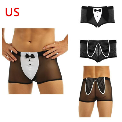 #ad US Novelty Mens Sexys Waiter Tuxedo Boxer Brief Underwear Fancy Dress Lingerie