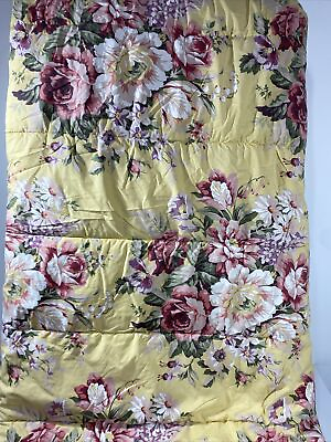 #ad Vintage Ralph Lauren TWIN Comforter SOPHIE BROOKE Floral Roses Yellow Kathleen