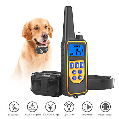 #ad Dog Training Collar IP67 Waterproof Pet Trainer 300mAh Rechargeable 875 Yard Rem