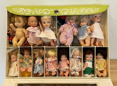 #ad VINTAGE HUGE LOT OF 14 DOLL amp; ACCESSORIES S IN CASE HEIDI PEE WEES AND MORE