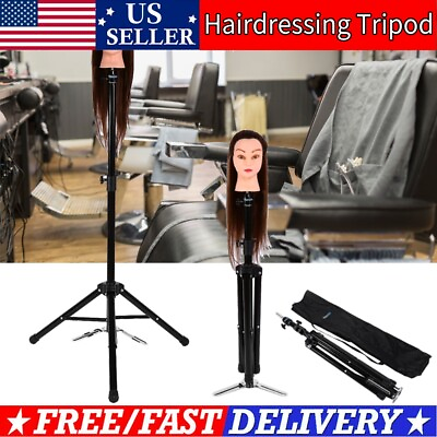 #ad Portable Hairdressing Tripod Stand Holder Salon Training Wig Head Model Holder
