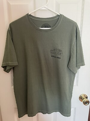 #ad Lucky Brand Mens Willys Jeep Short Sleeve T Shirt Green Cottons Size Medium