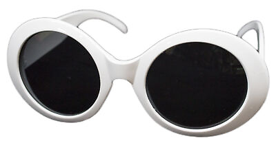#ad Adult Costume Accessory White Mod Sixties Cobain Style Sunglasses