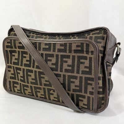 #ad FENDI Zucca Shoulder Bag Canvas Brown Authentic Used JPN