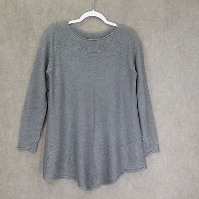 #ad Angela Mara Womens Tunic Sweater Size Small Gray Cashmere Blend Knit Pullover