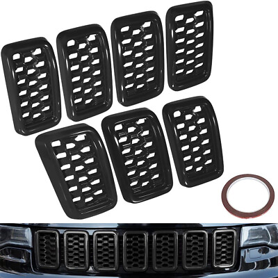 #ad 7PCS Honeycomb Mesh Front Grill Inserts Kits for 2017 Jeep Grand Cherokee Black