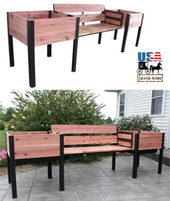 #ad 2 RAISED GARDEN BEDS with 4#x27; BENCH Solid Red Cedar
