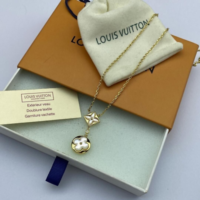 #ad Louis Vuitton LV Petal Charm Pendant on Chain Necklace