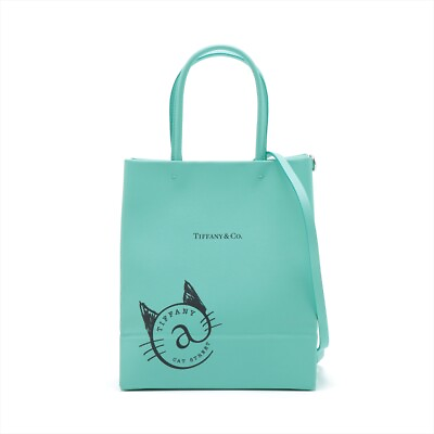 #ad TIFFANYamp;Co. Mini Shopping Tote Leather 2WAY Handbag TIFFANYamp;Co. Blue