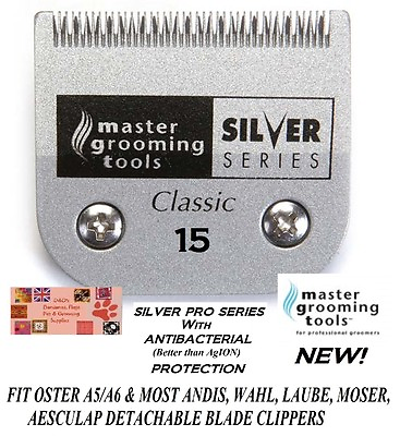 #ad Master Grooming Tools CLASSIC SILVER 15 BLADE*Fit Oster A5 A6Many Wahl Clippers