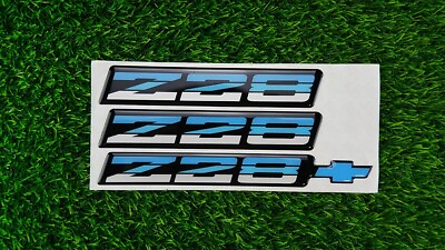 #ad 3pcs Blue Z28 for 82 92 Rocker Panel amp; Rear Bumper Self Adhesive Sticker Emblem