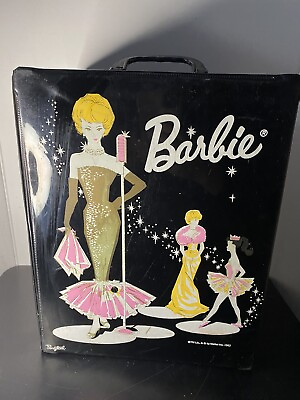 #ad Vintage 1962 Barbie Doll Ponytail Wardrobe Carry Case Mattel Black Barbie 🔥