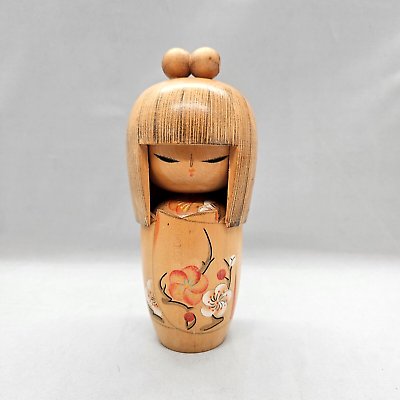 #ad Vintage Japanese Kokeshi Doll Wood Large Shirane Volcano Dream of Spring Floral