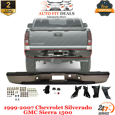 #ad Rear Bumper Step Silver Steel Kit Assembly For 1999 2006 Chevy Silverado 1500