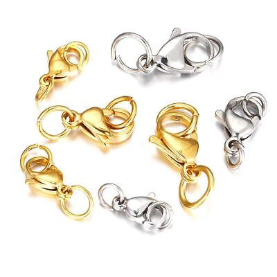 #ad Lobster Claw Clasps Jewelry Making Findings Stainless Steel Jump Ring Set 20pcs