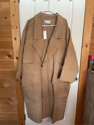 #ad Silk Maison Womens wool coat size XXL oversized tan color new with tags