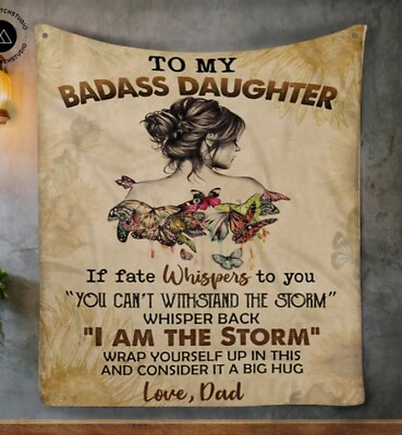 #ad To My Badass Daughter Blanket Gift From Dad Velveteen Plush Fleece Blanket