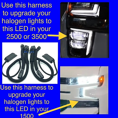 #ad 2019 2022 Chevrolet 1500 2500 3500 Headlight Conversion Harness Halogen To LED