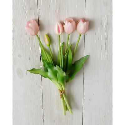 #ad New Spring Easter Artificial REALISTIC PINK TULIPS Bouquet Bunch Stems 16quot;