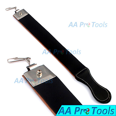 #ad Professional Barber Real Leather Strop Straight Razor Sharpening Shaving Belt