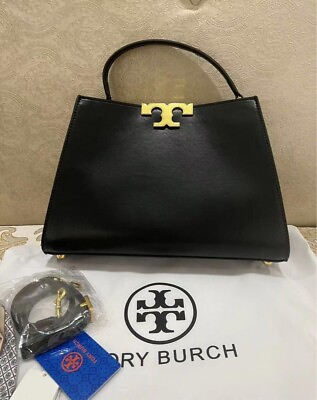#ad NEW Tory Burch Eleanor Satchel Handbag Shoulder Bag Black Leather with Tag