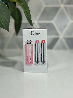 #ad SET Christian Dior Addict Lip REVIVER DUO GLOW Coral Pink Gloss Balm 001 004