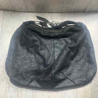 #ad Botkier Womens Shoulder Bag Black Leather Top Zip Adjustable Strap Pockets